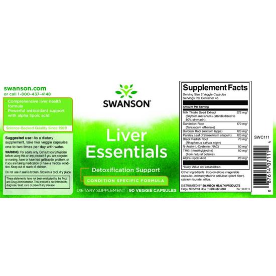 Swanson Liver Essentials Capsules 90 Capsules