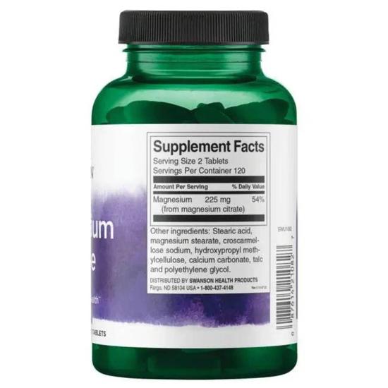 Swanson Magnesium Citrate 225mg Super-Strength Tablets 240 Tablets