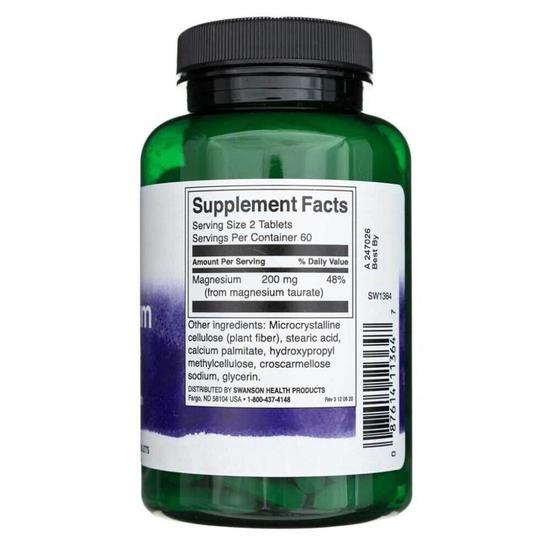 Swanson Magnesium Taurate 100mg Tablets 120 Tablets