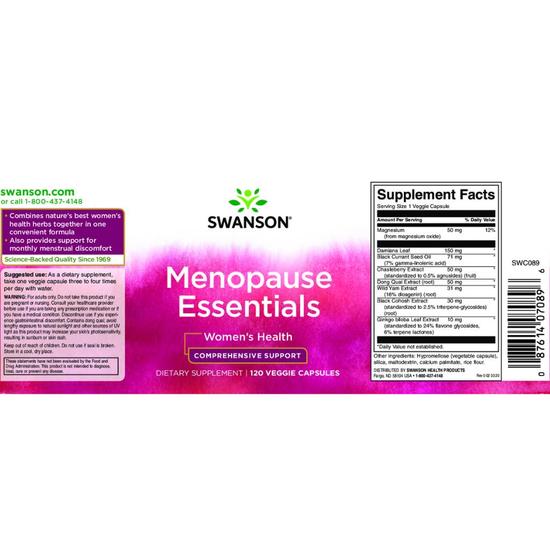 Swanson Menopause Essentials Capsules 120 Capsules
