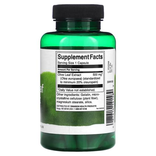 Swanson Olive Leaf Extract 500mg Capsules 60 Capsules