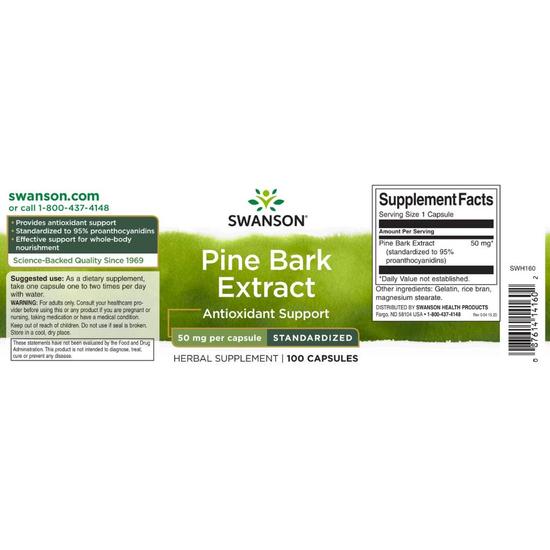 Swanson Pine Bark Extract 50mg Capsules 100 Capsules