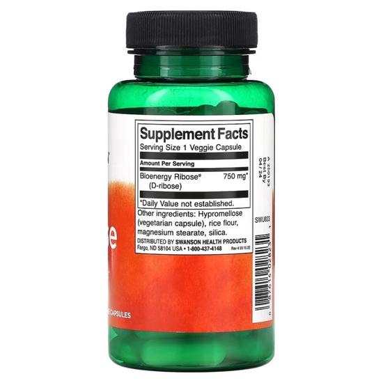Swanson Ribose 750mg Capsules 60 Capsules