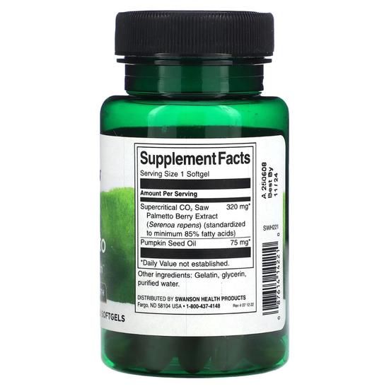 Swanson Saw Palmetto Maximum Strength Softgels 60 Softgels
