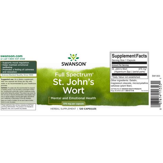 Swanson St. John's Wort 375mg Capsules 60 Capsules