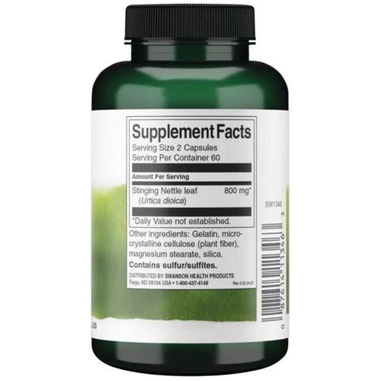 Swanson Stinging Nettle Leaf 400mg Capsules 120 Capsules