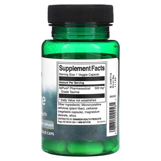 Swanson Taurine 500mg Capsules 100 Capsules