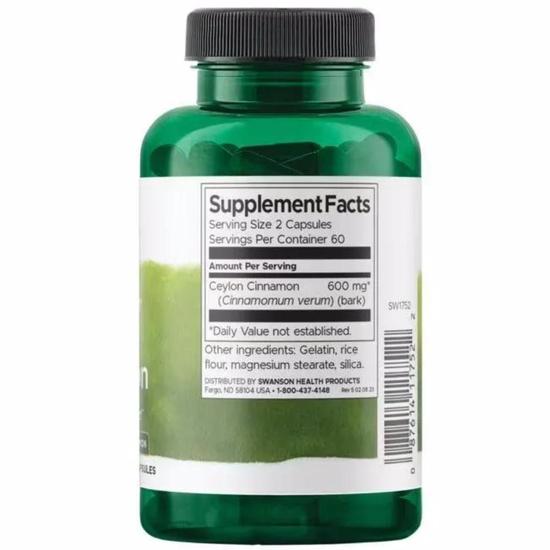 Swanson True Cinnamon Full Spectrum Capsules 120 Capsules