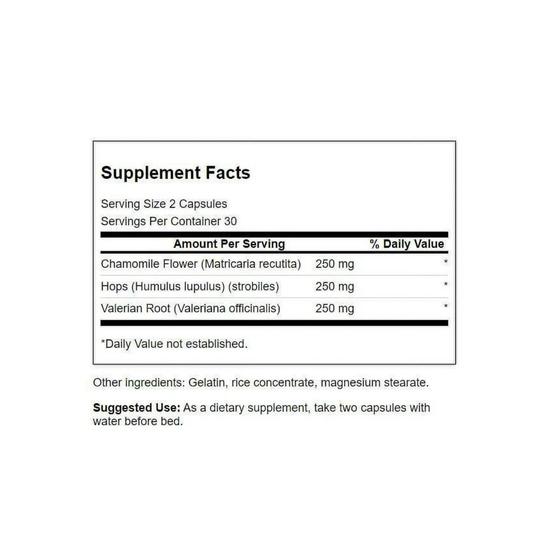 Swanson Valerian Chamomile & Hops Capsules 60 Capsules