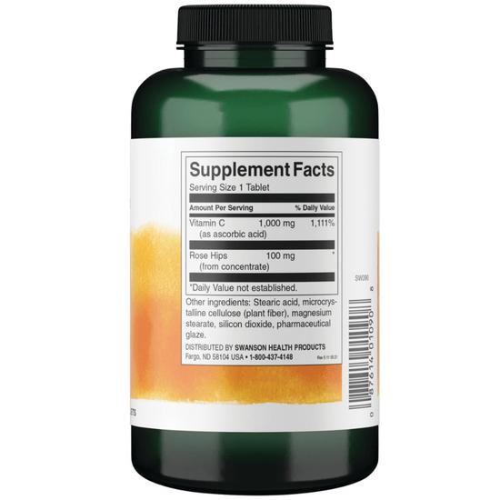 Swanson Vitamin C With Rose Hips 1000mg Tablets 250 Tablets