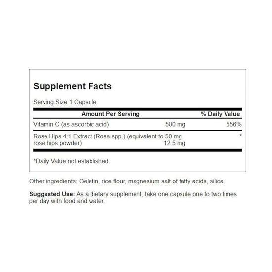 Swanson Vitamin C With Rose Hips Extract 500mg Capsules 100 Capsules