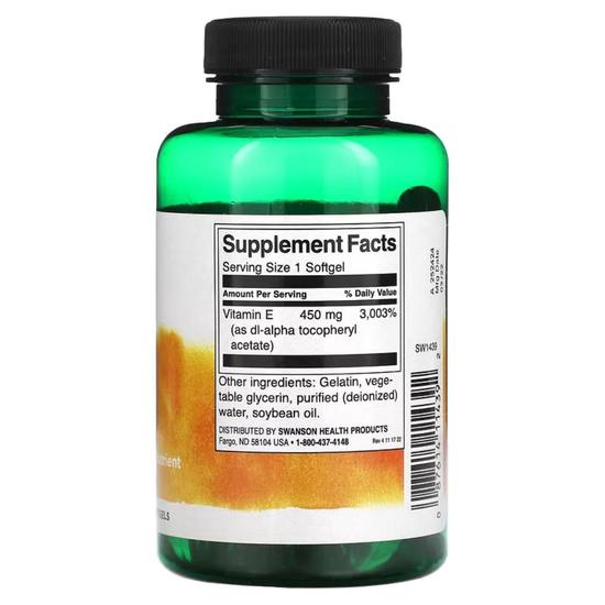Swanson Vitamin E 1000iu Softgels 60 Softgels