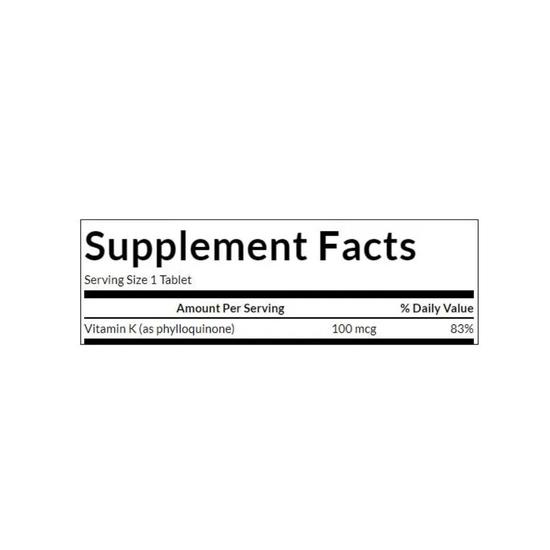Swanson Vitamin K1 100mcg Tablets 100 Tablets