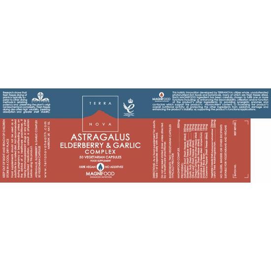 Terranova Astragalus, Elderberry & Garlic Complex Vegicaps 50 Vegicaps