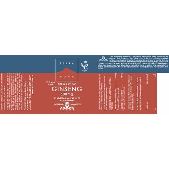 Terranova Chinese Red Ginseng 500mg Vegicaps 50 Vegicaps