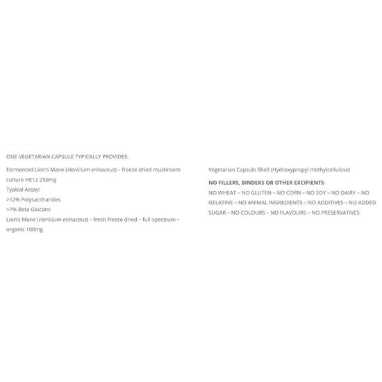 Terranova Fermented Lion's Mane Capsules 50 Capsules
