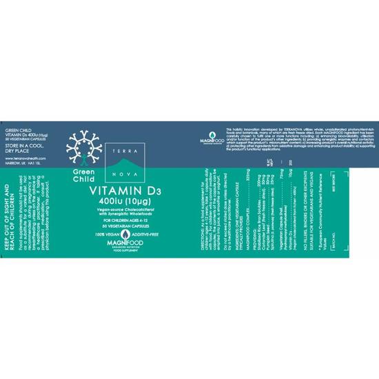 Terranova Green Child Vitamin D3 400iu Vegicaps 50 Vegicaps