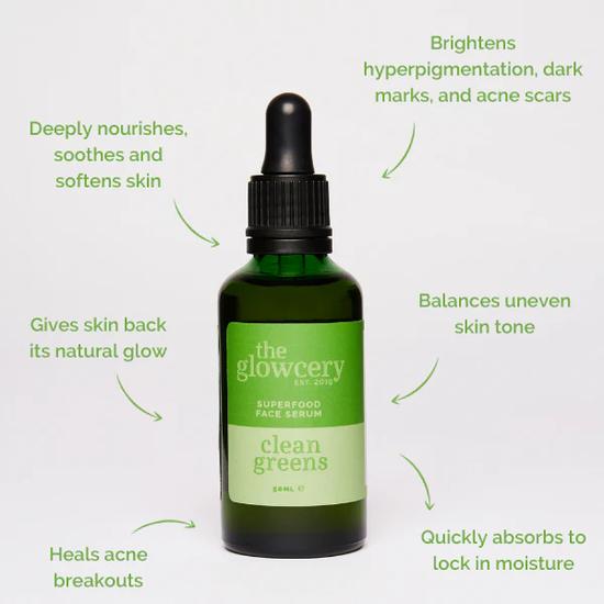 The Glowcery Clean Greens Superfood Serum Facial Oil 30ml Clean Greens Superfood Serum - Refill