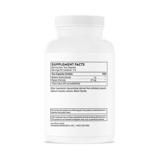 Thorne Betaine HCl/Pepsin Capsules 225 Capsules