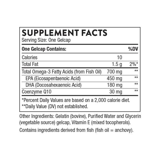 Thorne Omega-3 + CoQ10 Gelcaps 90 Gelcaps