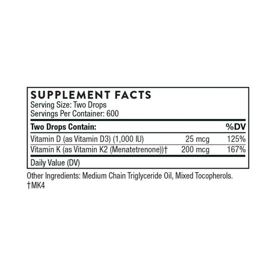 Thorne Vitamin D + K2 Liquid 30ml