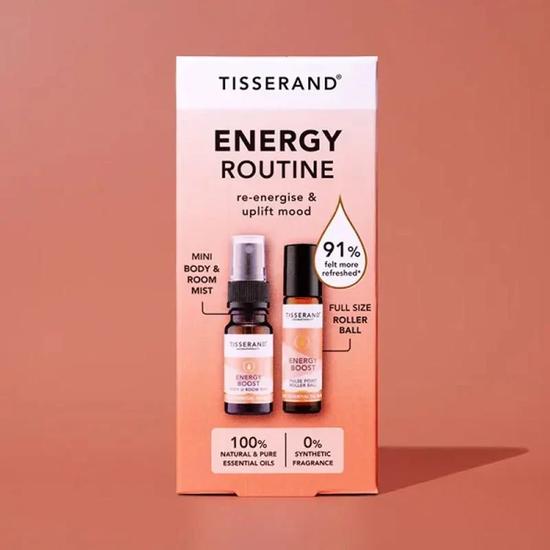 Tisserand Aromatherapy Energy Routine Duo Kit Room Mist & Roller Ball