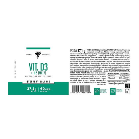 Trec Nutrition Vit D3 + K2 MK-7 60 Capsules
