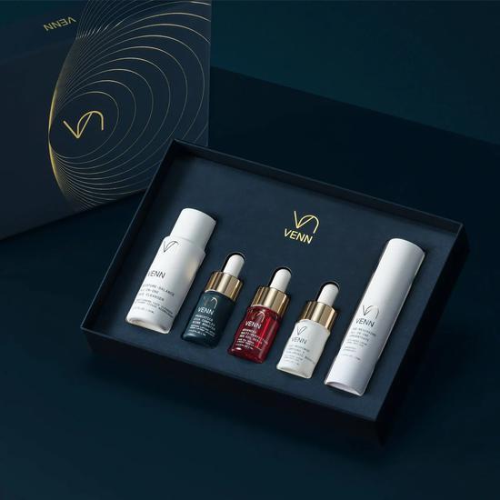 Venn Skin Care The Discovery Set All-In-One Cleanser 30ml, Compound K Hyaluronic Booster 7ml, Probiotics Cica Complex Biome Booster 7ml, Age-Reversing All-In-One Concentrate 15ml + Advanced Multi-Perfecting Red Oil Serum 7ml