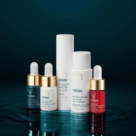Venn Skin Care The Discovery Set All-In-One Cleanser 30ml, Compound K Hyaluronic Booster 7ml, Probiotics Cica Complex Biome Booster 7ml, Age-Reversing All-In-One Concentrate 15ml + Advanced Multi-Perfecting Red Oil Serum 7ml