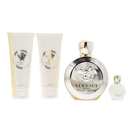 Versace Eros Pour Femme Eau De Parfum Shower Gel Body Lotion Gift Set 100ml
