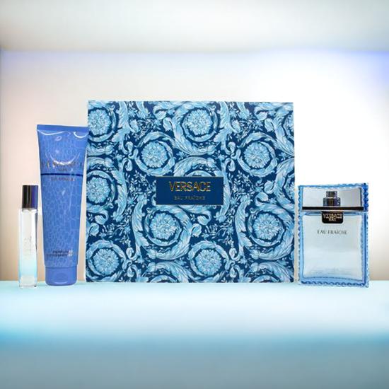 Versace Man Eau Fraiche Gift Set 100ml Eau De Toilette + 10ml Eau De Toilette + 150ml Shower Gel