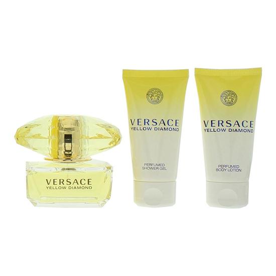 Versace Yellow Diamond Eau De Toilette Gift Set 50ml EDT, 50ml Shower Gel + 50ml Body Lotion