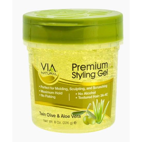 Via Natural Premium Styling Gel With Twin Olive & Aloe Vera 226 g