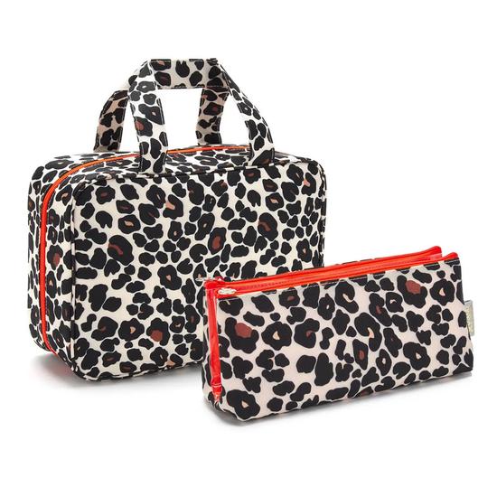 Victoria Green 'Charlotte' Hanging Traveller Wash Bag In Leopard Tan
