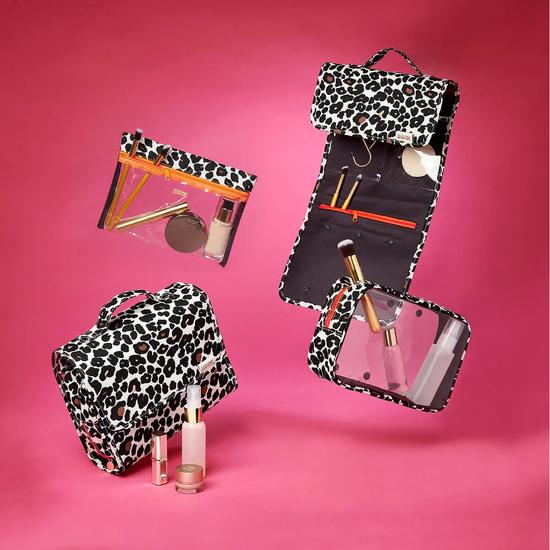 Victoria Green 'Emma' 3 In 1 Hanging Wash Bag In Leopard Tan