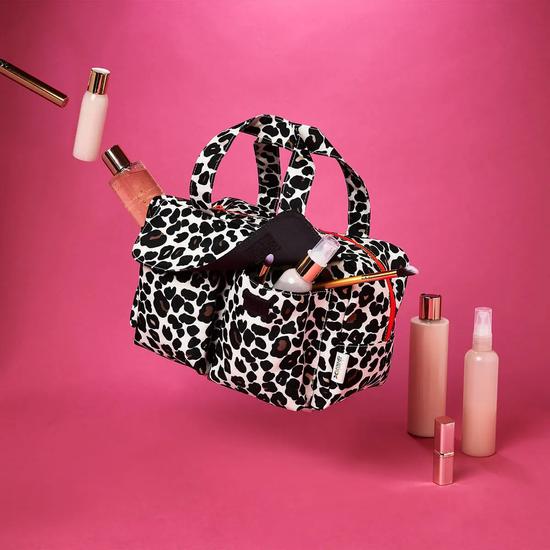 Victoria Green 'Iris' Carry All Wash Bag In Leopard Tan