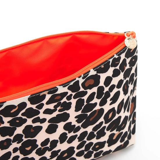Victoria Green 'Mia' Large Makeup Bag In Leopard Tan