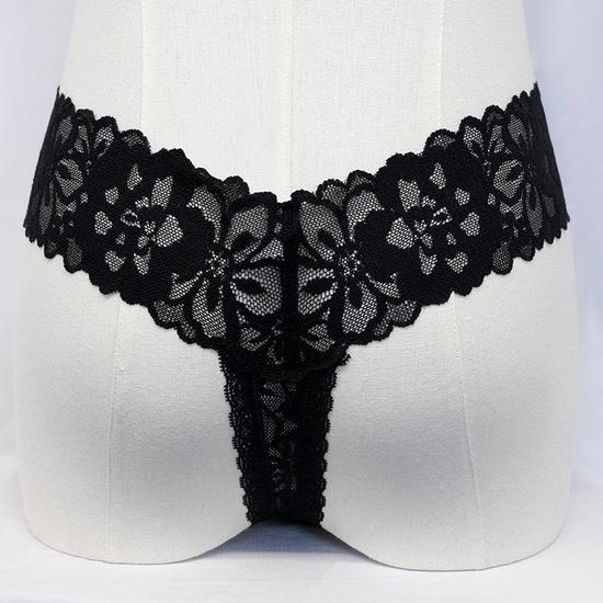 Victoria's Secret Lacie Black Thong Set Medium 3 Pack