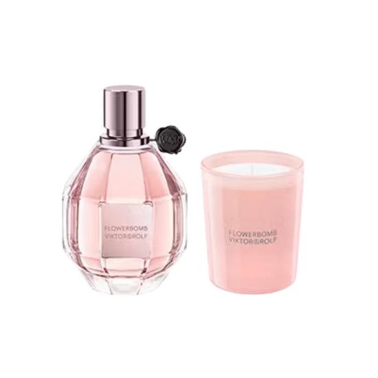 VIKTOR&ROLF Flowerbomb Women's Gift Set 100ml Eau De Parfum + Scented Candle 70g