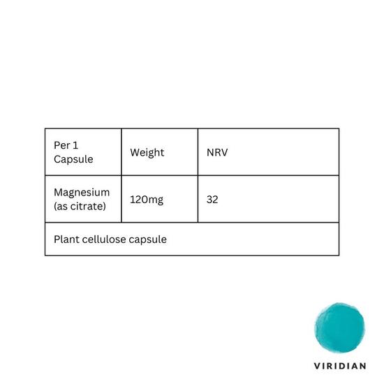 Viridian Magnesium Citrate Veg Capsules 60 Capsules