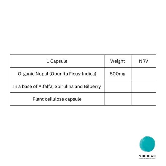 Viridian Organic Nopal 500mg Veg Caps Cactus, Opuntia ficus-indica 90