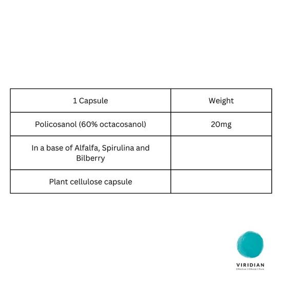 Viridian Policosanol 20mg Veg Capsules 30 Capsules