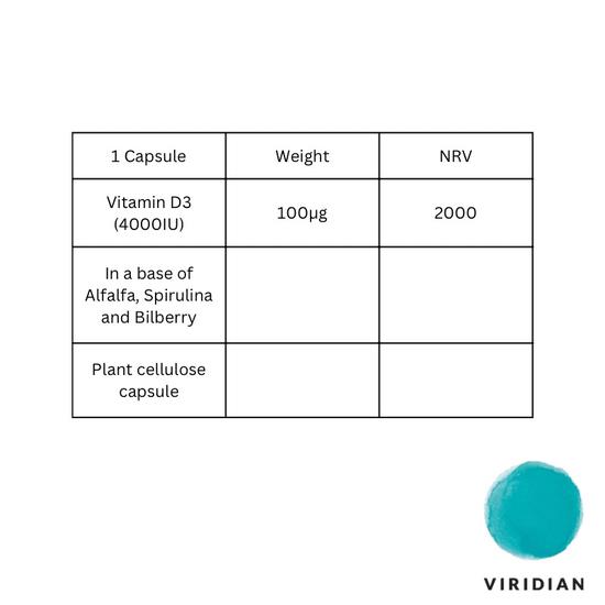 Viridian Vitamin D3 4000IU Veg Capsules 30 Capsules