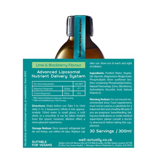 Well Actually Liposomal Magnesium Bisglycinate 160mg 300ml