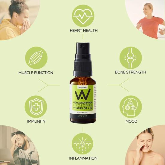 Well Actually Vitamin D3 2000iu + K2 100mcg Lime Spray 25ml