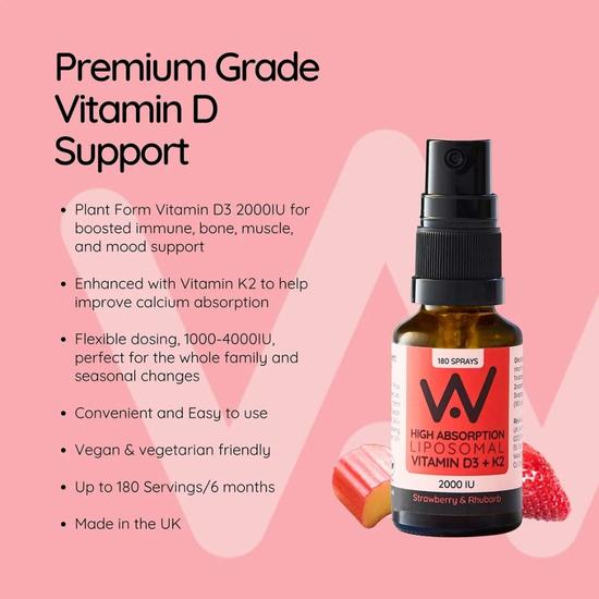 Well Actually Vitamin D3 2000iu + K2 100mcg Strawberry Spray 25ml