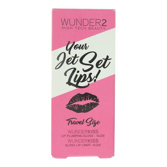 Wunder2 Your Jet Set Lips! Lip Plumping Gloss & Gloss Lip Liner Nude 1.26g