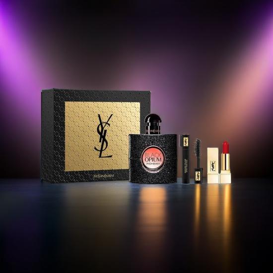 Yves Saint Laurent Black Opium Eau De Parfum & Lipstick Gift Set 50ml Eau De Parfum Spray, Lipstick & Mascara