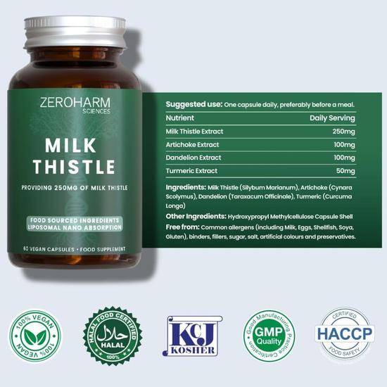 ZeroHarm Liposomal Milk Thistle 250mg Capsules 60 Capsules