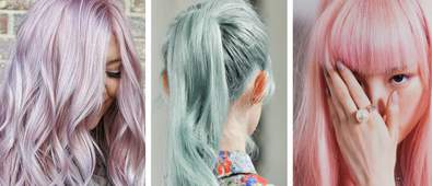 collage of pink purple and blue pastel hair colours